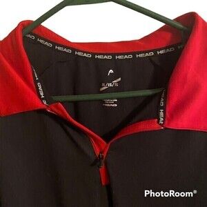 Head  Polo Shirt Men Size L Black Stripe Short Sleeve‎ Breathable Quick Dry